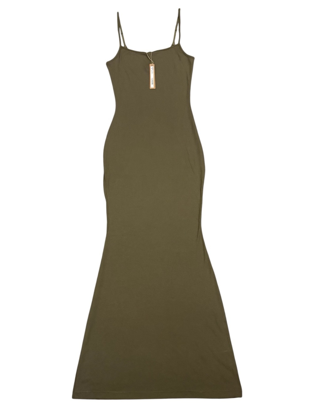 SKIMS Soft Lounge Long Slip Dress Oak Green  Ribbed Maxi Large L NWT - Picture 4 of 5
